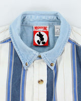 Vintage 90's Disney Embroidered Striped Short Sleeve Shirt - M