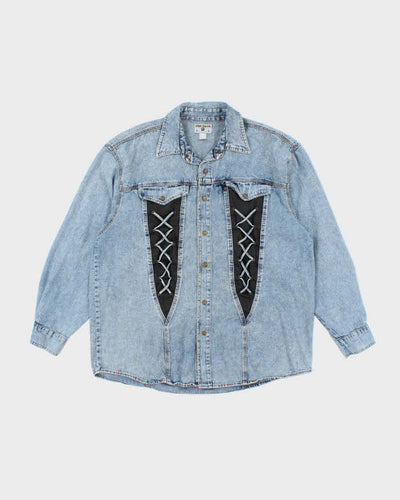 Vintage John Baner Lace-up Denim Shirt - XL