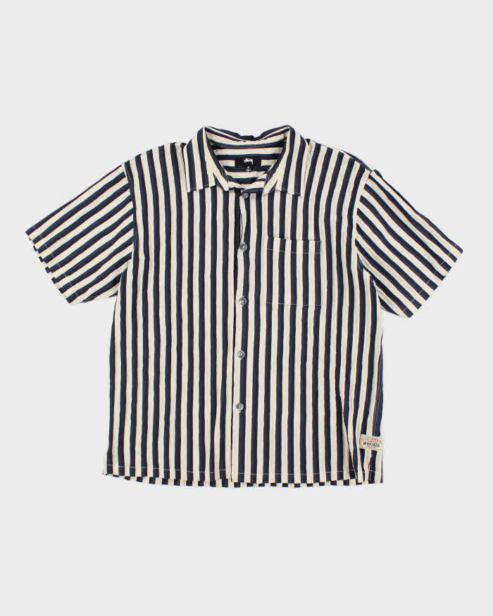 Vintage 00s Stussy Seersucker Stripe Shirt - M