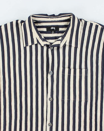 Vintage 00s Stussy Seersucker Stripe Shirt - M