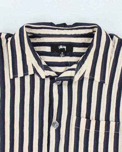 Vintage 00s Stussy Seersucker Stripe Shirt - M