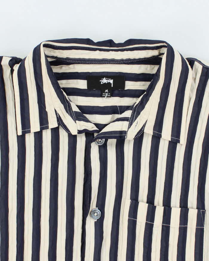 Vintage 00s Stussy Seersucker Stripe Shirt - M