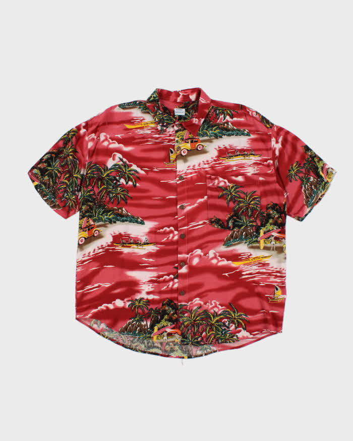 Vintage 90's Surf Designs Beach Graphic Print Hawaiian Shirt - L