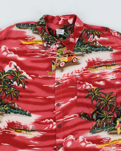 Vintage 90's Surf Designs Beach Graphic Print Hawaiian Shirt - L