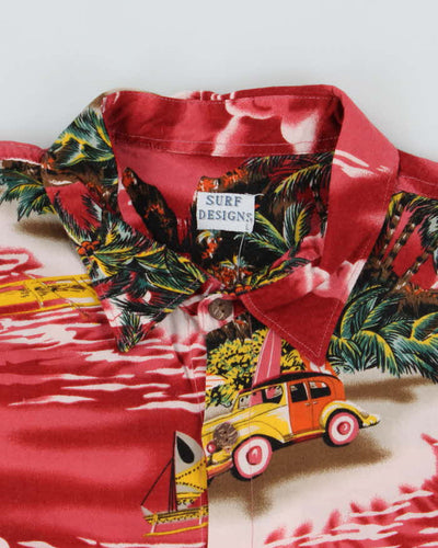 Vintage 90's Surf Designs Beach Graphic Print Hawaiian Shirt - L