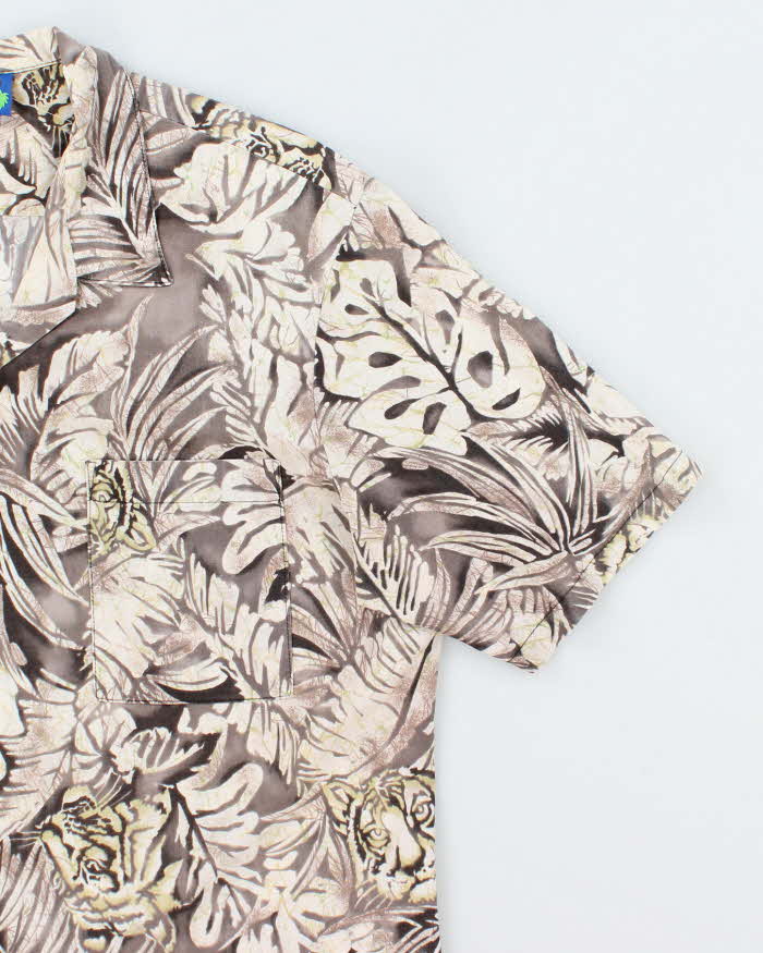 Vintage Hawaii Blues Floral Print Hawaiian Shirt - XL