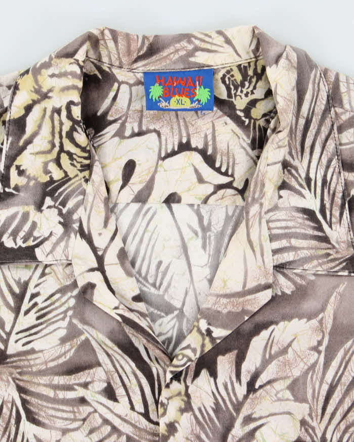 Vintage Hawaii Blues Floral Print Hawaiian Shirt - XL