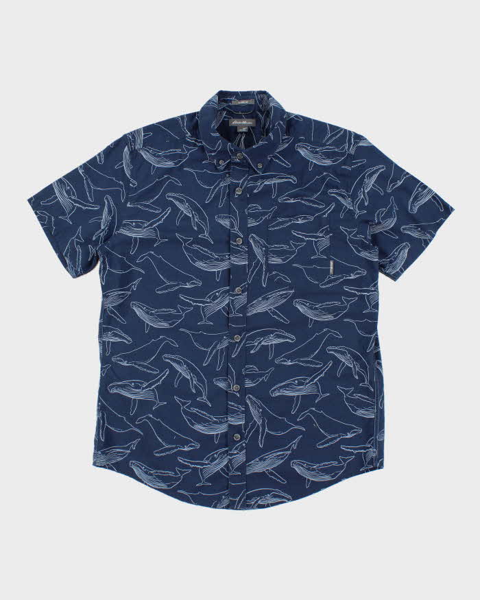 Vintage 2000's Eddie Bauer Whale Print Short Sleeve Shirt - M