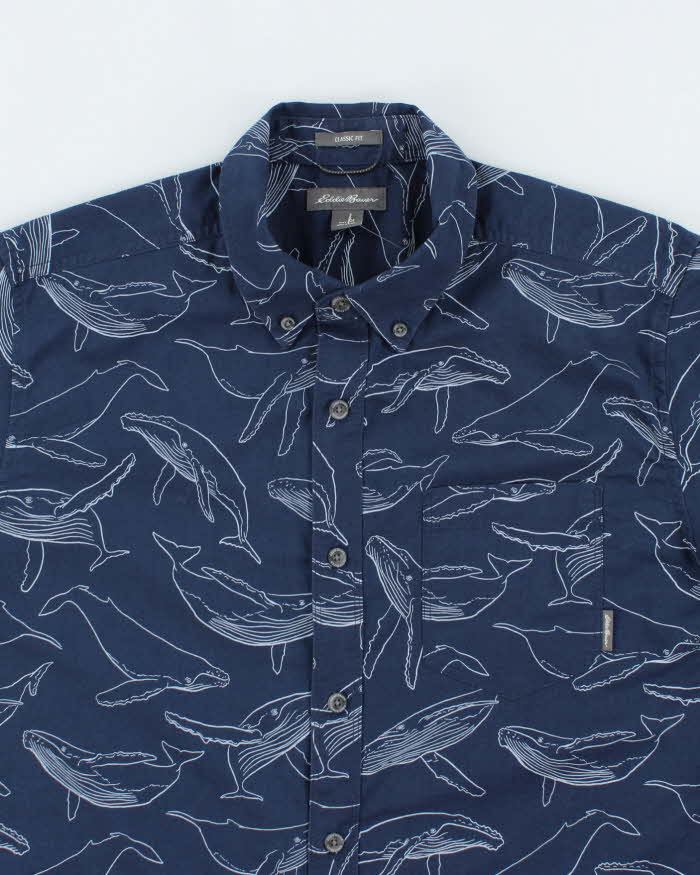 Vintage 2000's Eddie Bauer Whale Print Short Sleeve Shirt - M