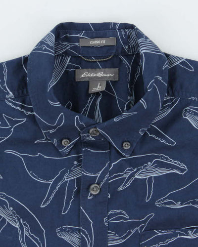 Vintage 2000's Eddie Bauer Whale Print Short Sleeve Shirt - M