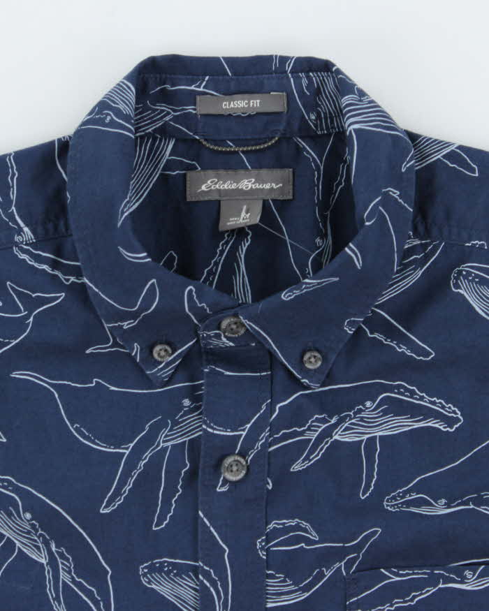 Vintage 2000's Eddie Bauer Whale Print Short Sleeve Shirt - M