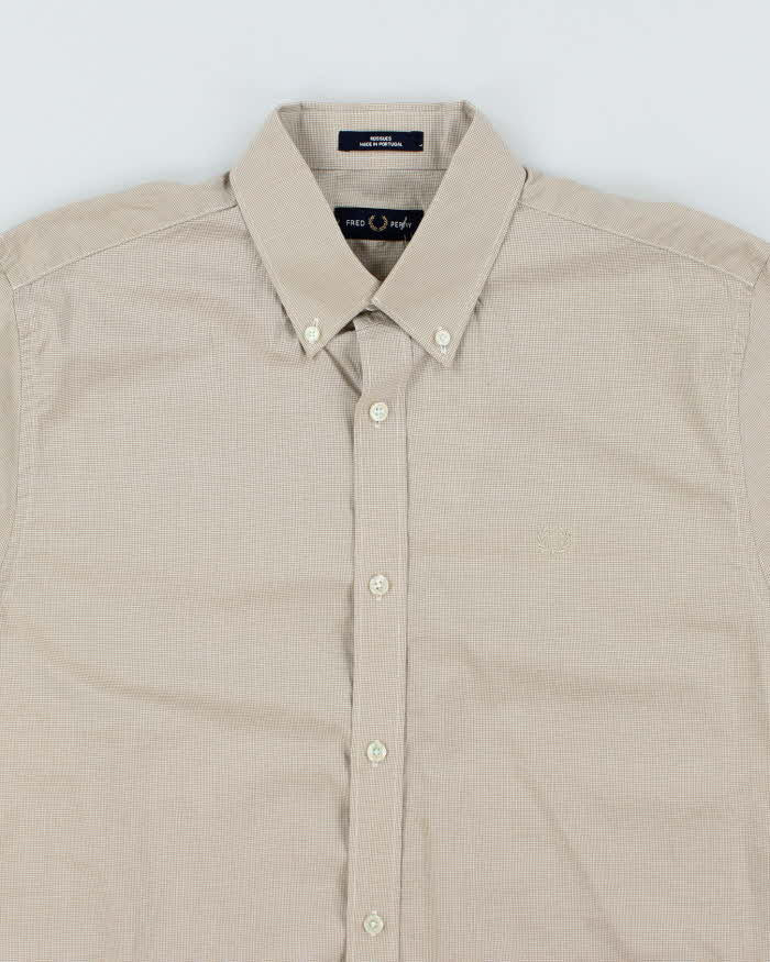Vintage Y2K Fred Perry Check Long Sleeve Small Logo Shirt - L