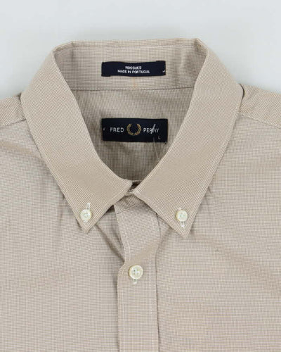 Vintage Y2K Fred Perry Check Long Sleeve Small Logo Shirt - L