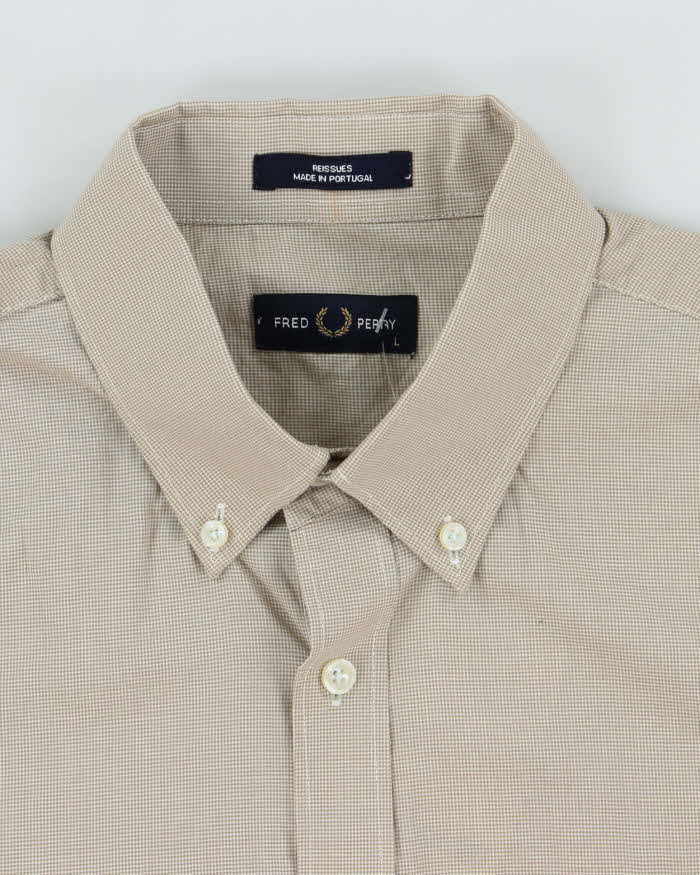 Vintage Y2K Fred Perry Check Long Sleeve Small Logo Shirt - L