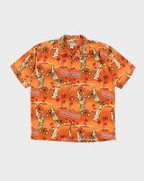 Vintage Big Dogs Silk Hawaiian Oversized Shirt - L