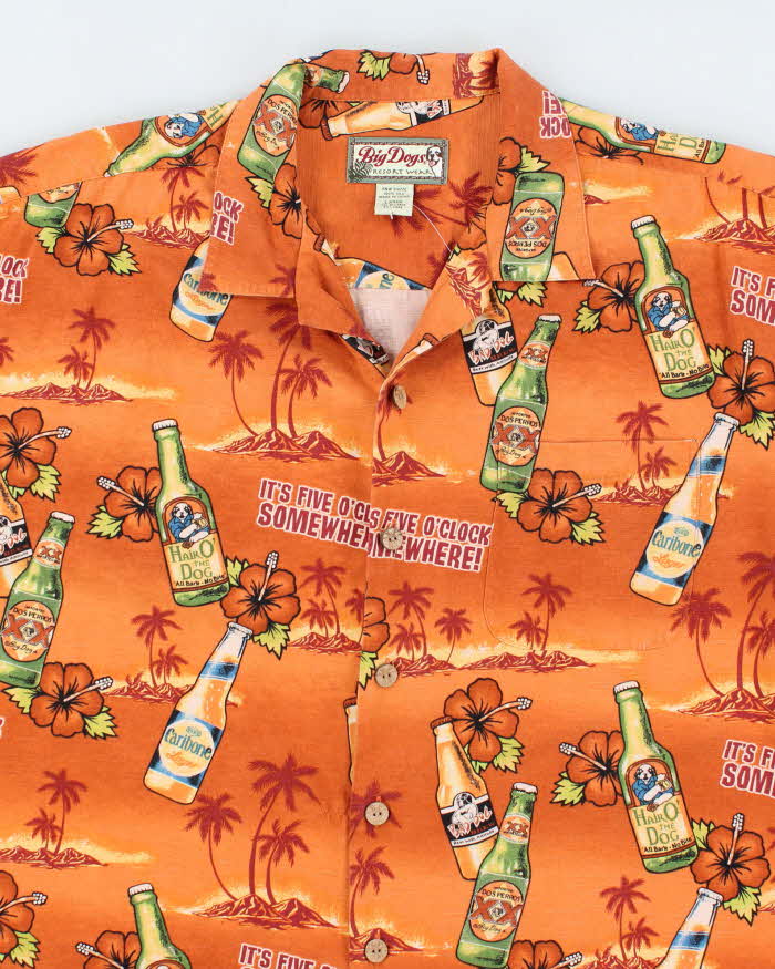 Vintage Big Dogs Silk Hawaiian Oversized Shirt - L