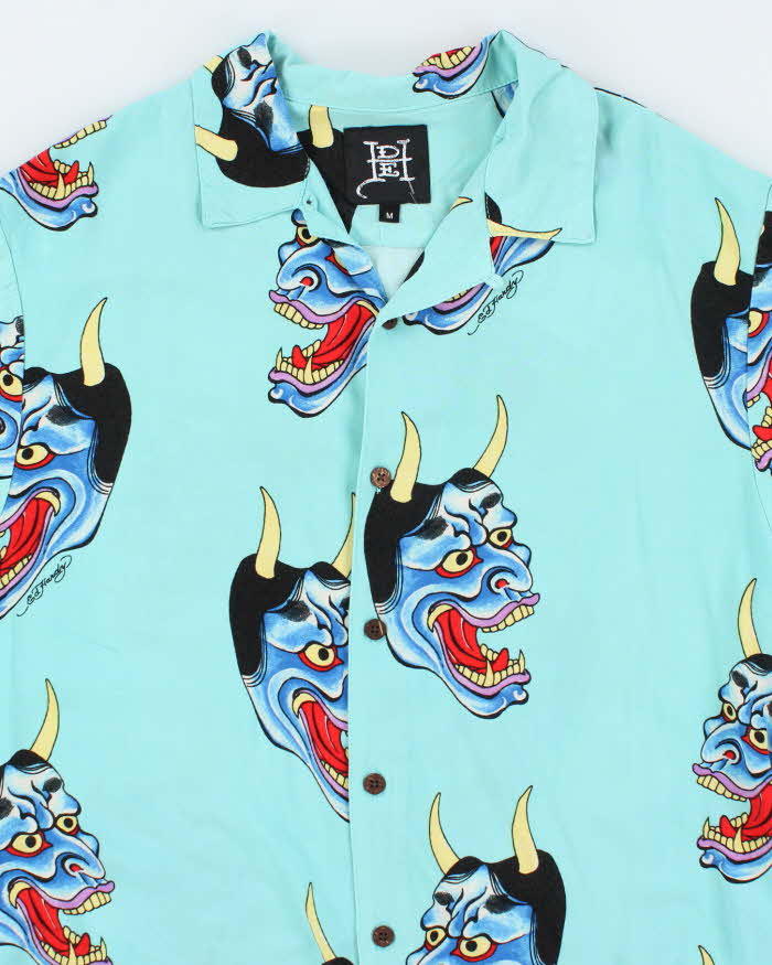 Vintage Y2K Ed Hardy All Over Print Lightweight Hawaiian Shirt - M