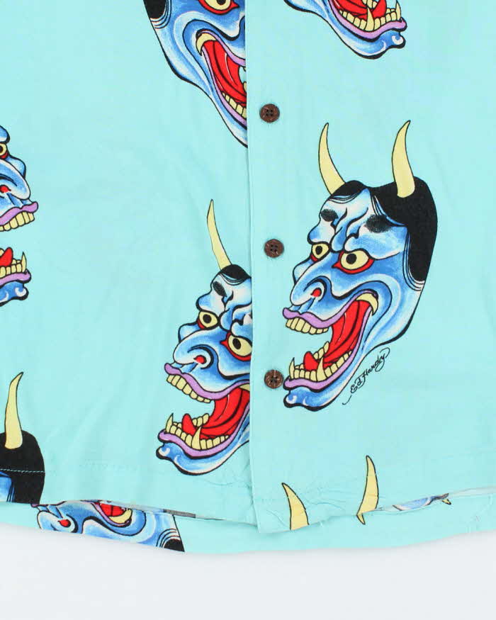 Vintage Y2K Ed Hardy All Over Print Lightweight Hawaiian Shirt - M