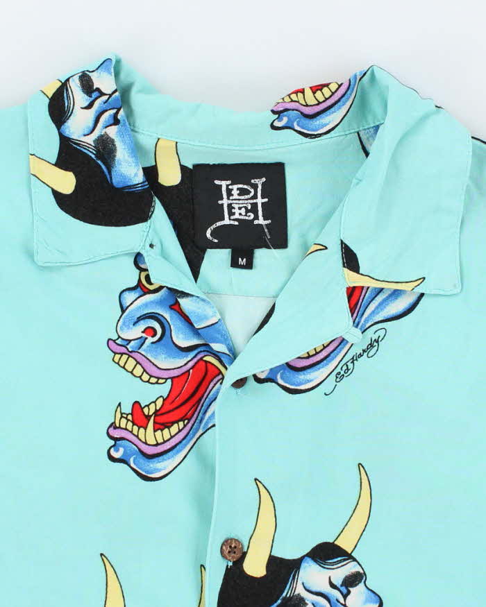 Vintage Y2K Ed Hardy All Over Print Lightweight Hawaiian Shirt - M