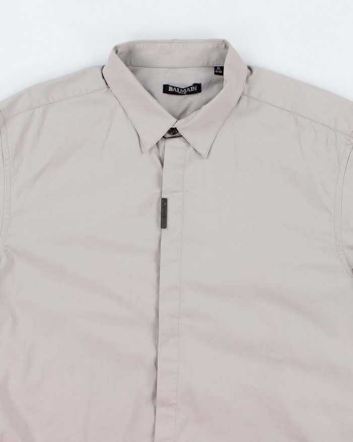 Vintage 2000's Balmain Plain Long Sleeve Button Up Shirt - XL