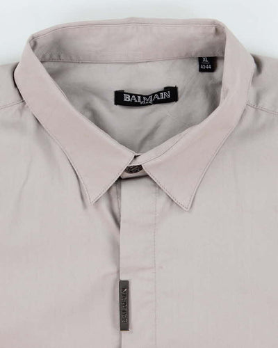 Vintage 2000's Balmain Plain Long Sleeve Button Up Shirt - XL