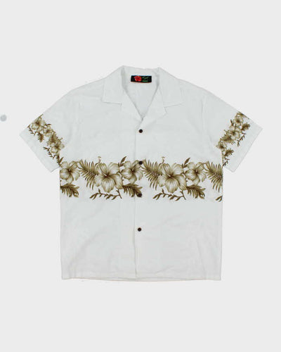 Vintage 90's Ali's Floral Printed Cropped Hawaiian Shirt - XL
