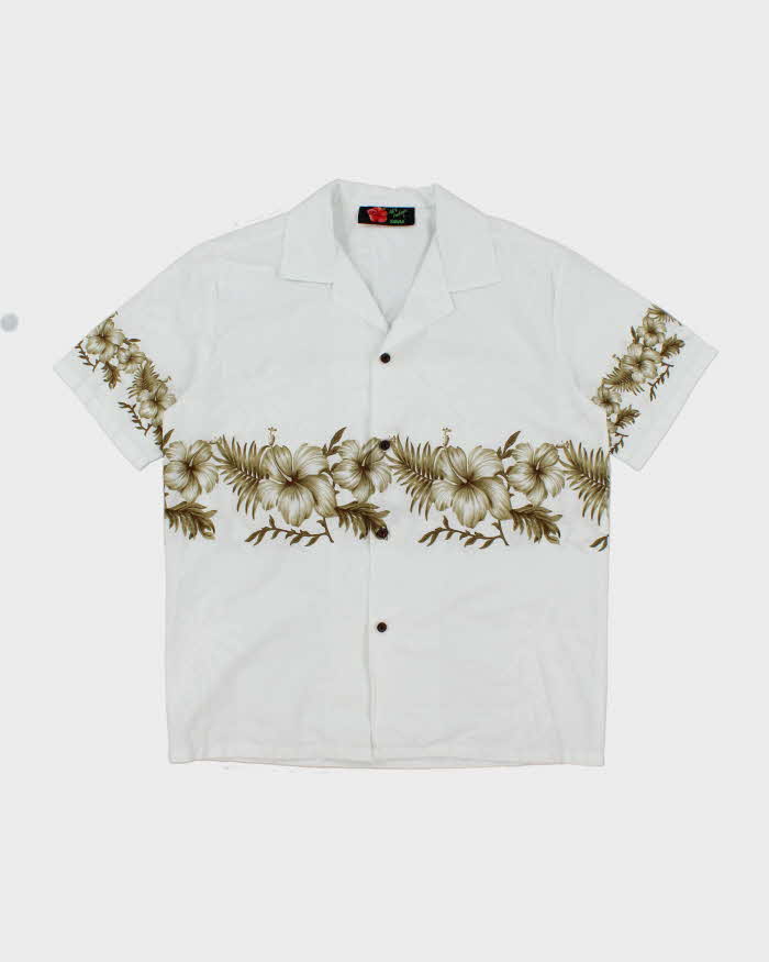 Vintage 90's Ali's Floral Printed Cropped Hawaiian Shirt - XL