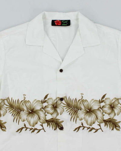 Vintage 90's Ali's Floral Printed Cropped Hawaiian Shirt - XL