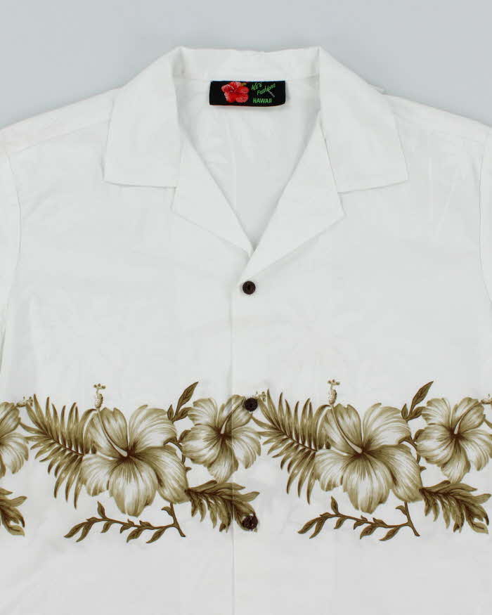 Vintage 90's Ali's Floral Printed Cropped Hawaiian Shirt - XL