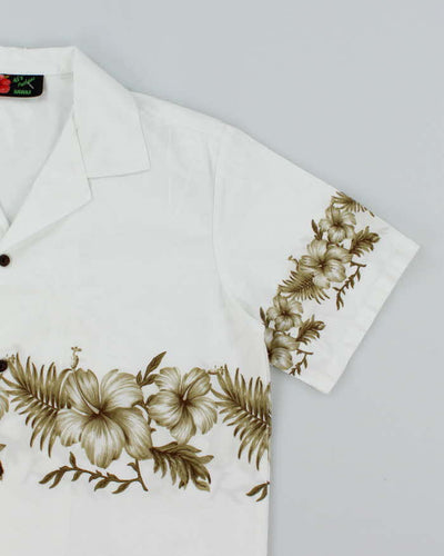 Vintage 90's Ali's Floral Printed Cropped Hawaiian Shirt - XL