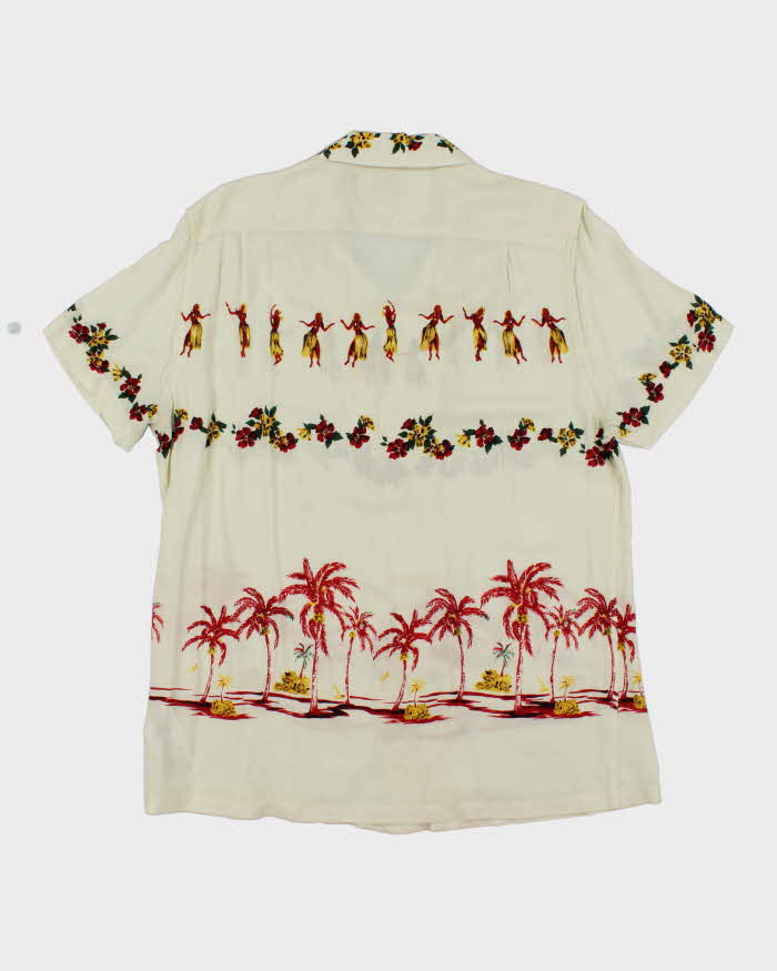 Vintage Y2K Guess Hula Girl Printed Hawaiian Shirt - L