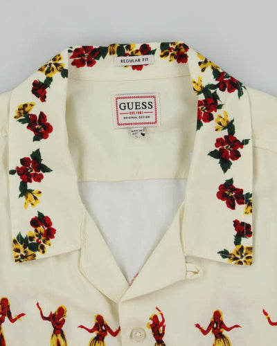 Vintage Y2K Guess Hula Girl Printed Hawaiian Shirt - L