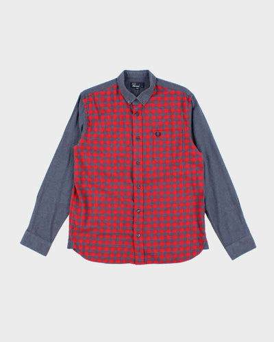 Vintage 2000's Fred Perry Patterned Long Sleeve Shirt - M
