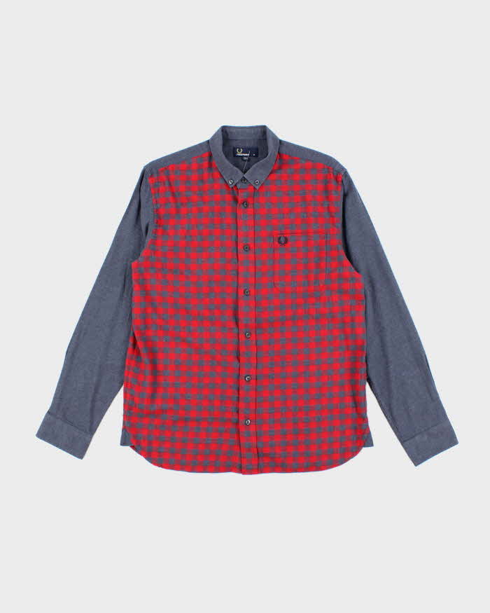 Vintage 2000's Fred Perry Patterned Long Sleeve Shirt - M