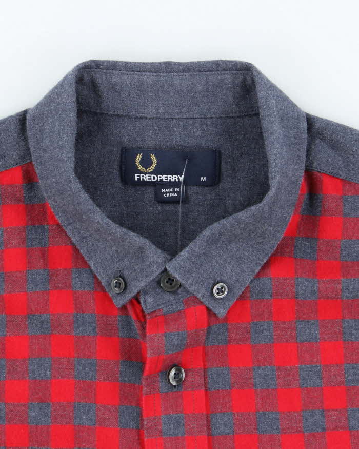 Vintage 2000's Fred Perry Patterned Long Sleeve Shirt - M