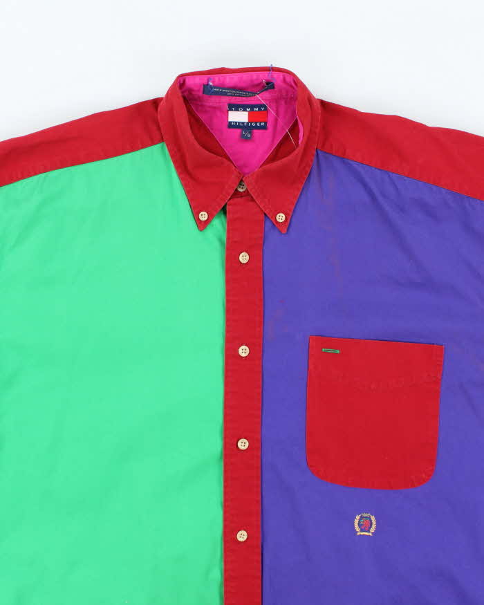 Vintage Y2K Tommy Hilfiger Multi Coloured Long-sleeved Shirt - L