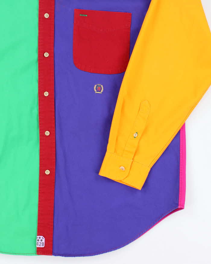 Vintage Y2K Tommy Hilfiger Multi Coloured Long-sleeved Shirt - L