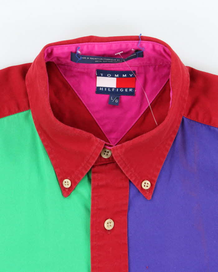Vintage Y2K Tommy Hilfiger Multi Coloured Long-sleeved Shirt - L
