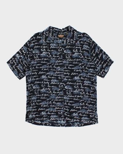 Vintage 2000's Harley Davidson All Over Print Spell Out Hawaiian Shirt - XL