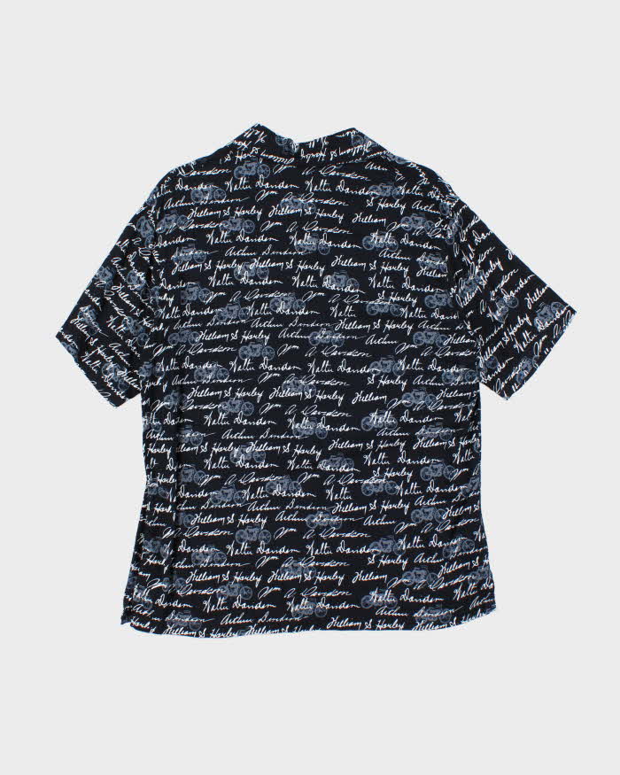 Vintage 2000's Harley Davidson All Over Print Spell Out Hawaiian Shirt - XL