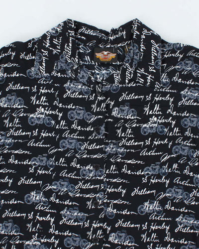 Vintage 2000's Harley Davidson All Over Print Spell Out Hawaiian Shirt - XL