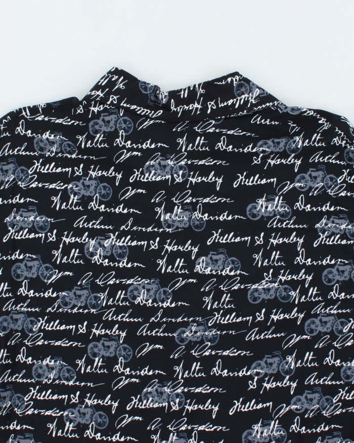 Vintage 2000's Harley Davidson All Over Print Spell Out Hawaiian Shirt - XL