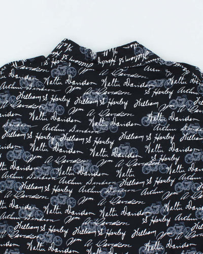 Vintage 2000's Harley Davidson All Over Print Spell Out Hawaiian Shirt - XL