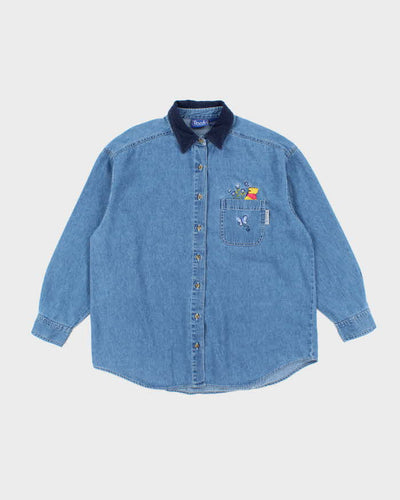 Vintage 90's Disney Winnie the Pooh Embroidered Denim Shirt - L