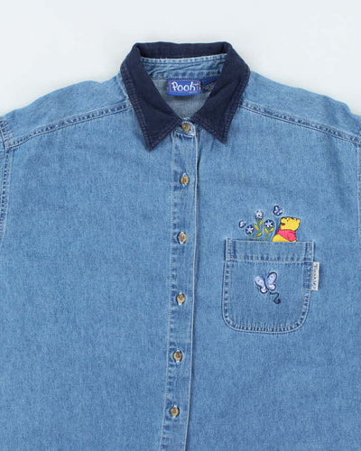 Vintage 90's Disney Winnie the Pooh Embroidered Denim Shirt - L