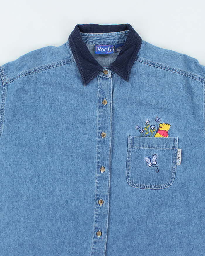Vintage 90's Disney Winnie the Pooh Embroidered Denim Shirt - L