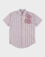 Vintage Y2K Guess Embroidered Striped Short Sleeve Shirt - M