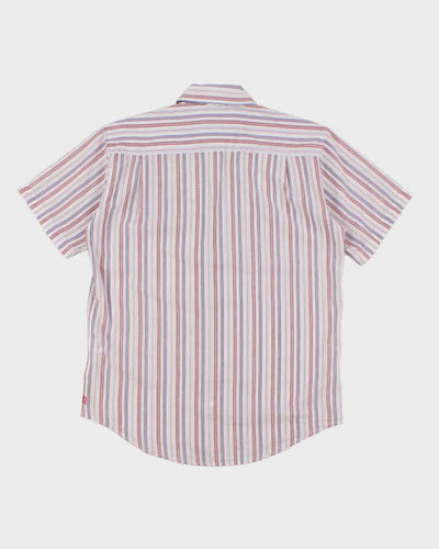 Vintage Y2K Guess Embroidered Striped Short Sleeve Shirt - M