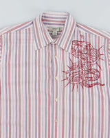 Vintage Y2K Guess Embroidered Striped Short Sleeve Shirt - M