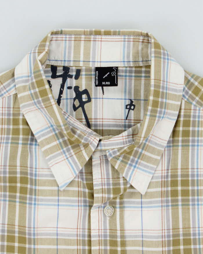 Vintage Y2K Red Dragon Skate Company Check Short Sleeved Shirt - L